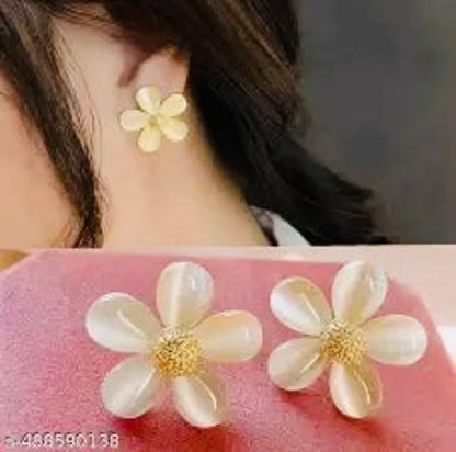 White Stud Earrings  For Women