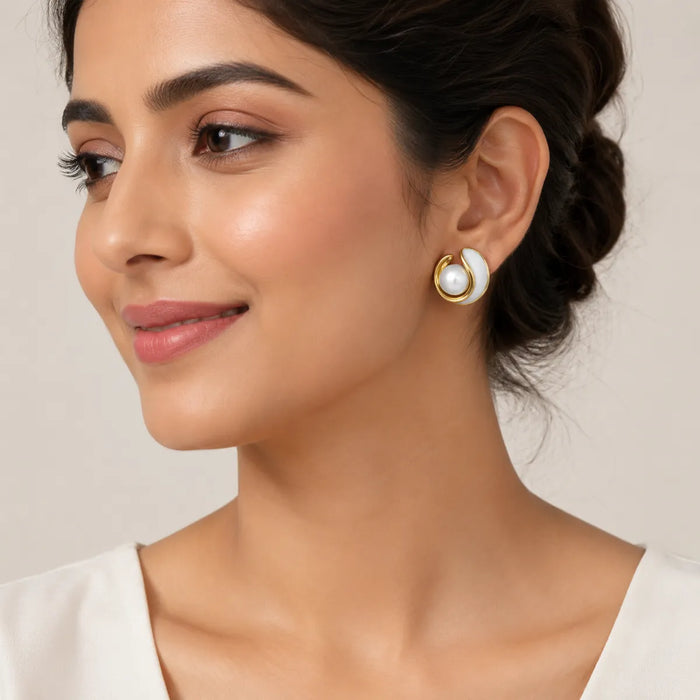 Gold Stud Earrings  For Women