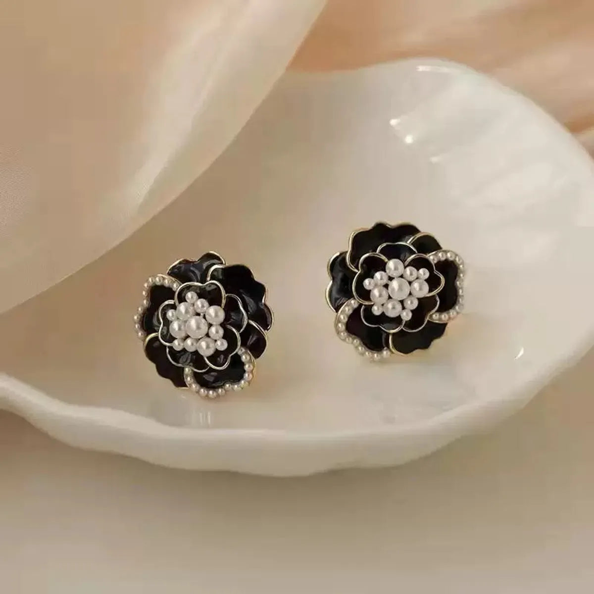 Black Stud Earrings  For Women