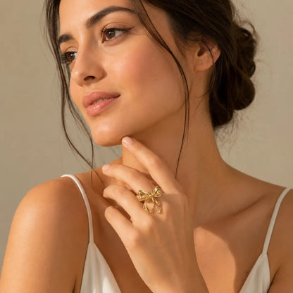 Gold Bow Ring  For Women