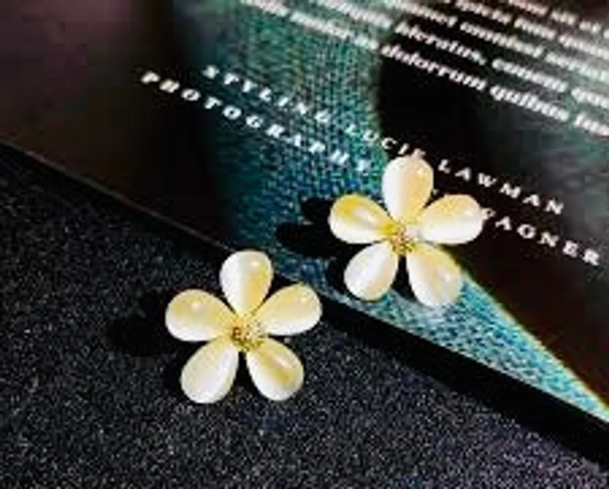 White Stud Earrings  For Women