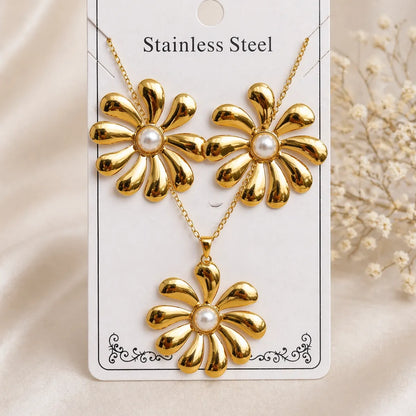 Gold Necklace And Earrings Set  For Women