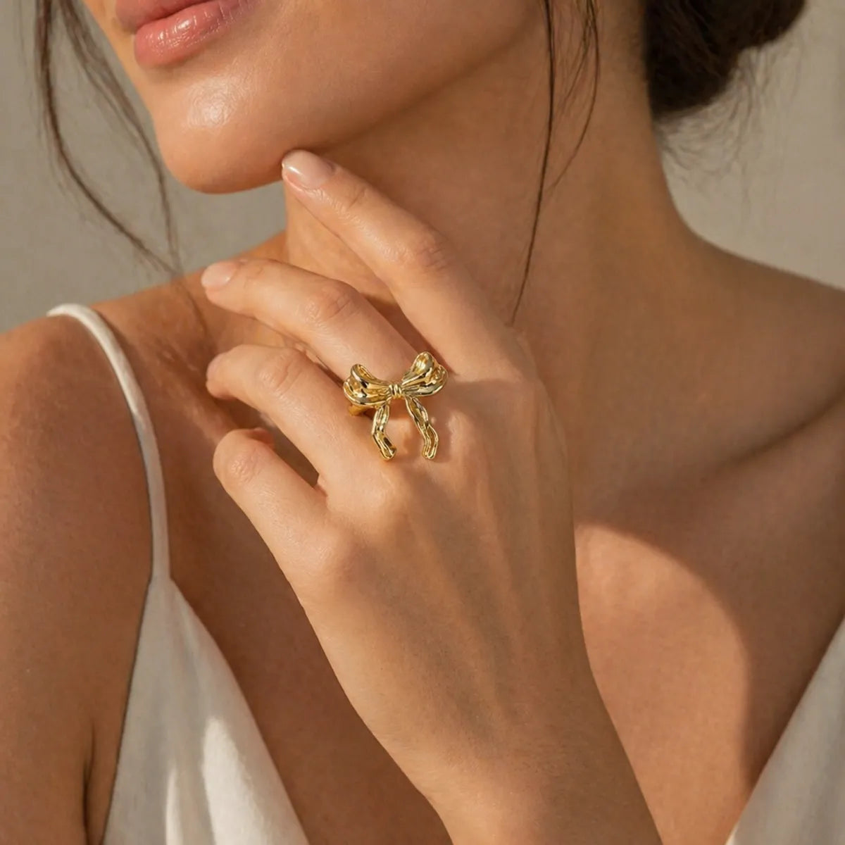 Gold Bow Ring  For Women