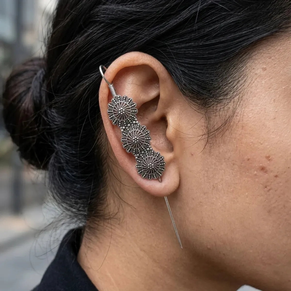 Silver-Tone Ear Crawler Earrings  For Women