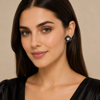 Black Stud Earrings  For Women