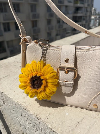 Yellow sunflower keychain