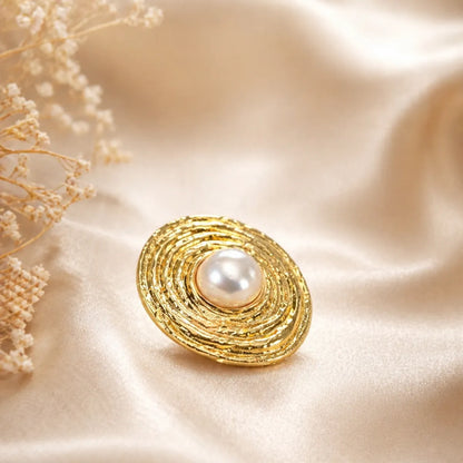 Gold Oval Brooch  For Women