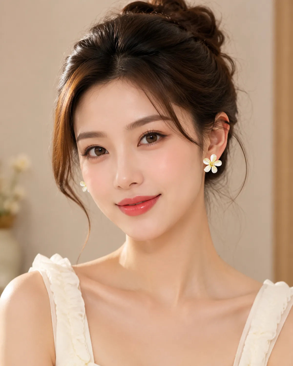 White Stud Earrings  For Women