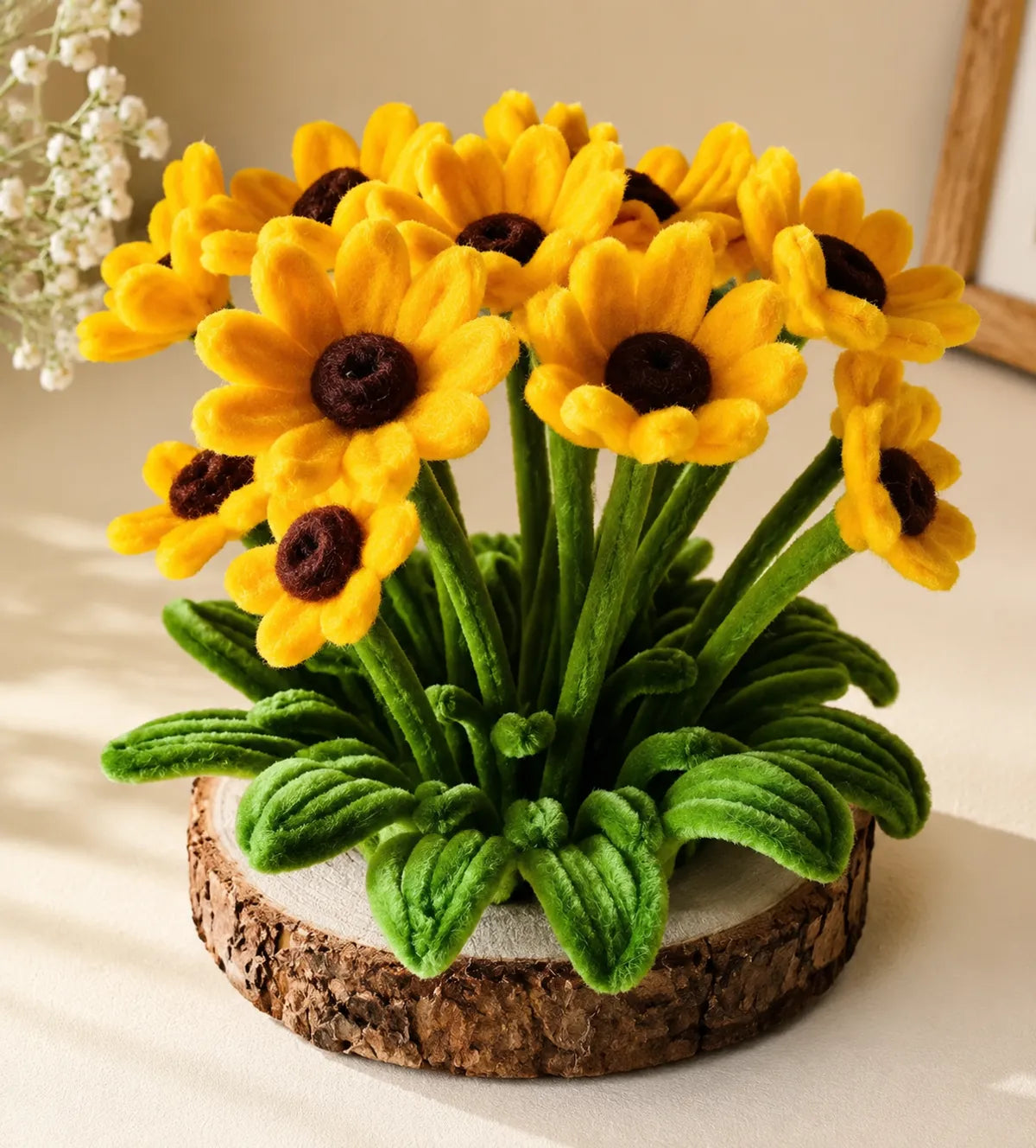 Yellow Artificial Flower Arrangement With Planter  For Home Decor