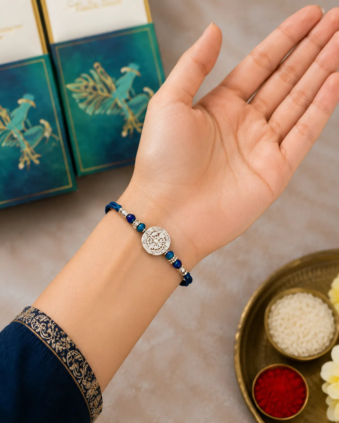 925 Sterling Silver Jewellery| Blue Rakhi  For Brothers